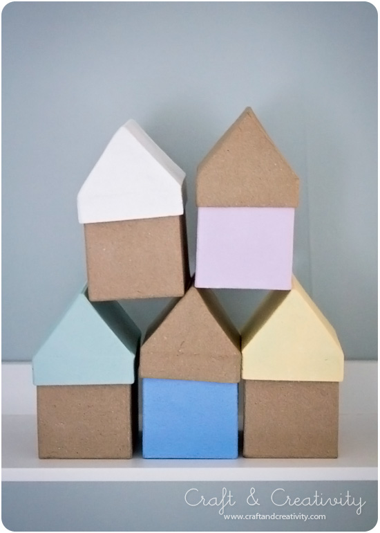 Painted papier maché house boxes - by Craft & Creativity