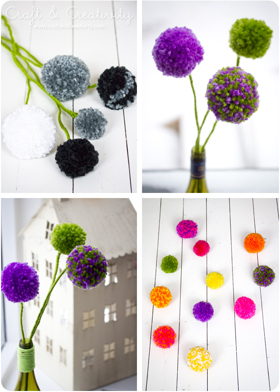 Pom pom flowers - by Craft & Creativity