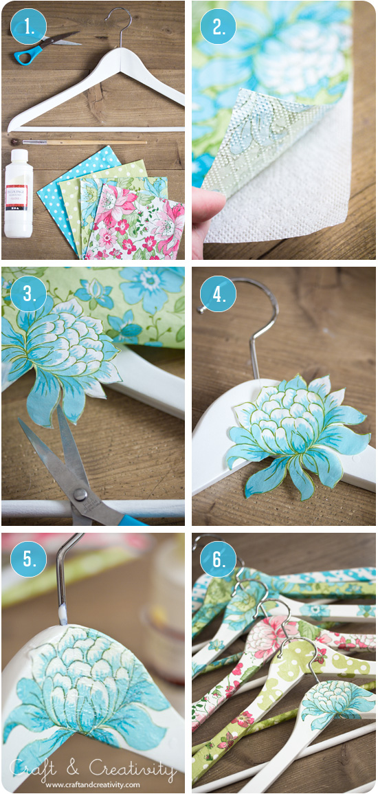 Decoupage clothes hangers - by Craft & Creativity