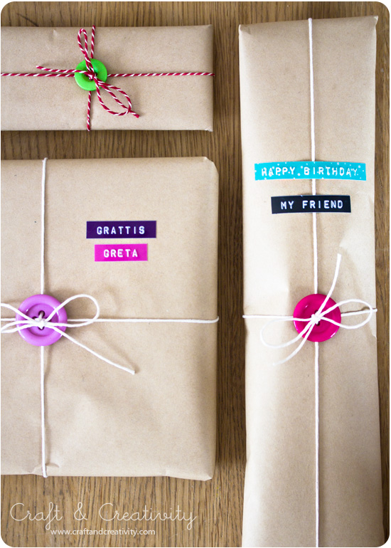 Gift wrapping with buttons - by Craft & Creativity