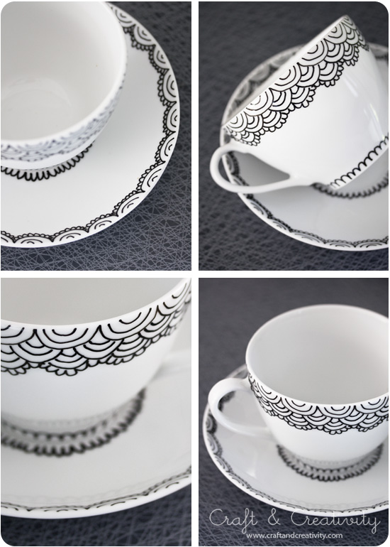 Handpainted cup and saucer - by Craft & Creativity
