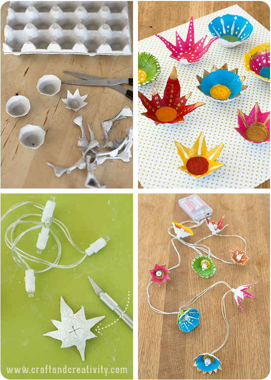 Egg carton flower lights - by Craft & Creativity