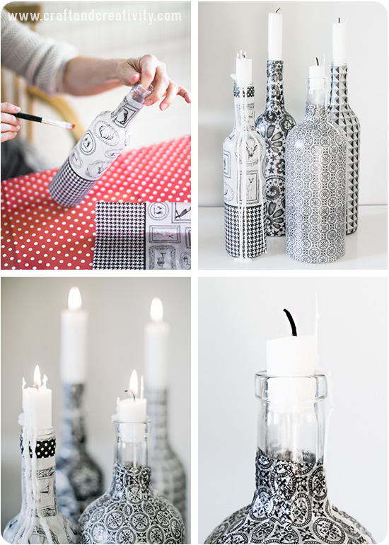 Upcycled glass bottles - by Craft & Creativity