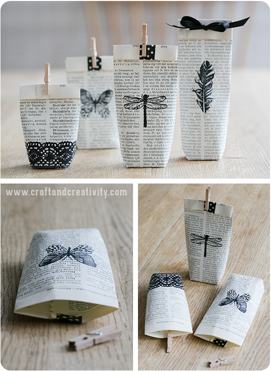 Old book turned into gift bags - by Craft & Creativity