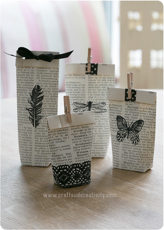 Old book turned into gift bags - by Craft & Creativity