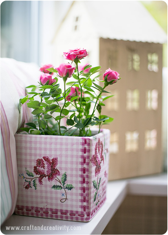 Napkin decoupage on flower pot - by Craft & Creativity