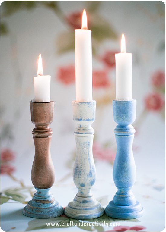 Vintage Paint on candle holders - by Craft & Creativity