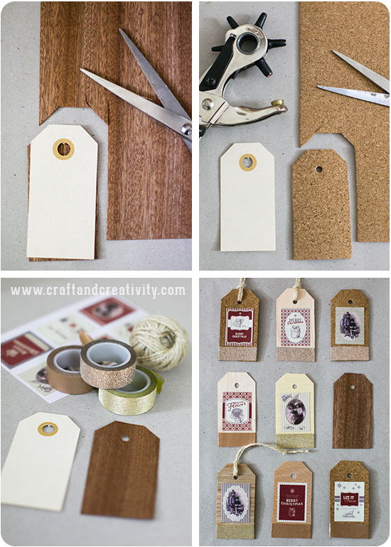 Wood veneer and cork tags - by Craft & Creativity
