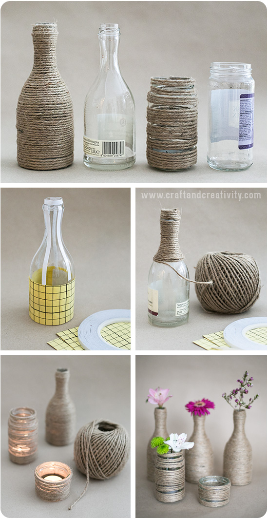 Upcycled glass bottles & jars - by Craft & Creativity