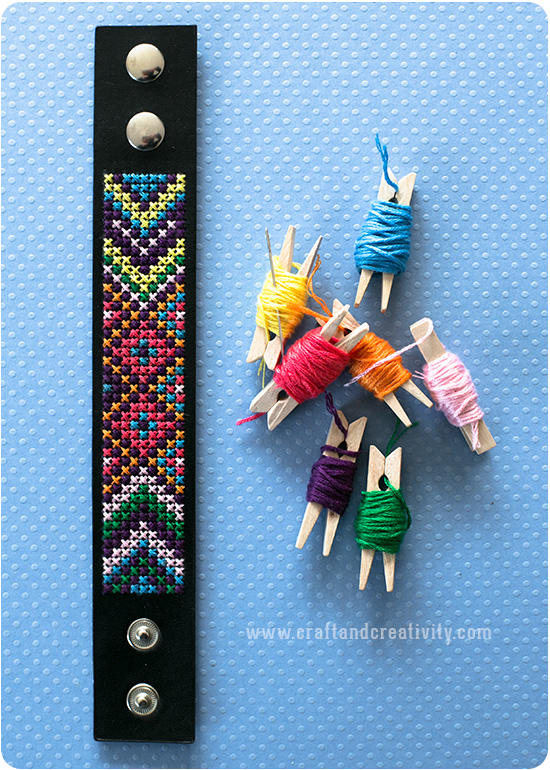 Cross-stitch cuff bracelet - by Craft & Creativity