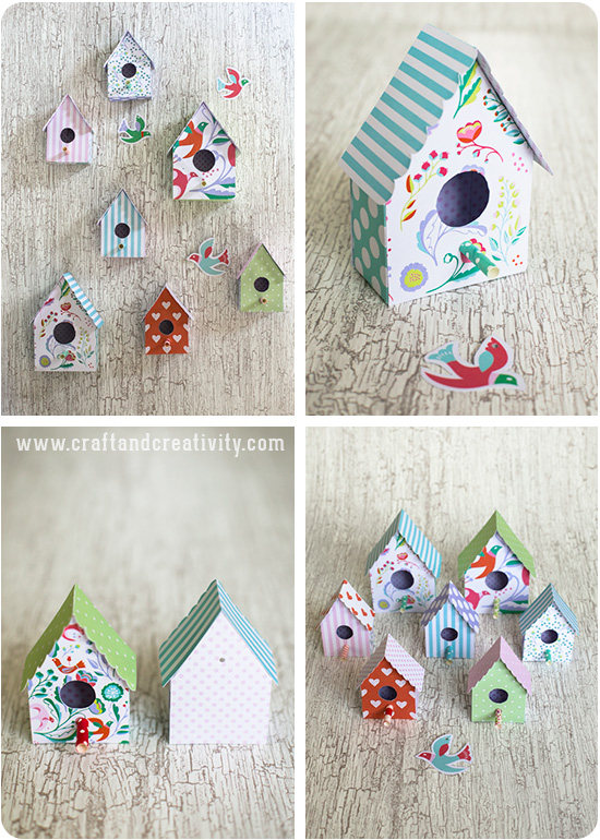 Paper birdhouse with template - by Craft & Creativity