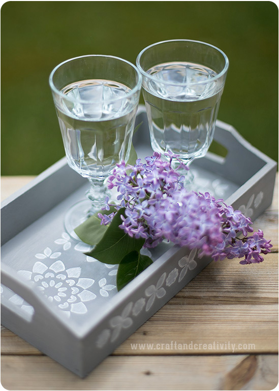 Stencil painted tray - by Craft & Creativity