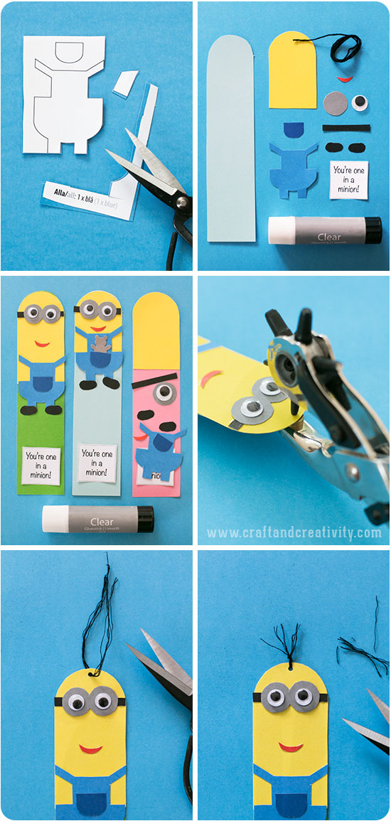 Minion bookmarks with template - by Craft & Creativity