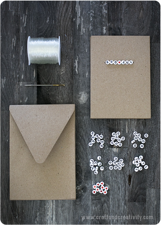 Christmas cards with letter beads - by Craft & Creativity