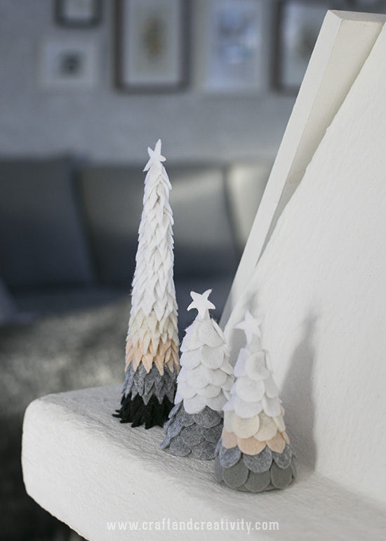Snow covered felt fir trees - by Craft & Creativity