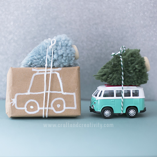 Pom pom Christmas trees - by Craft & Creativity